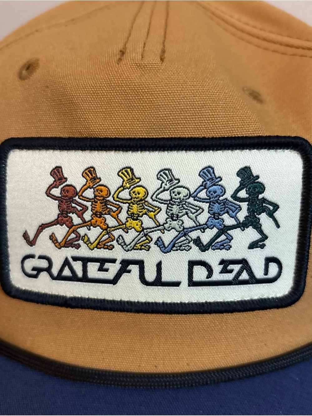 Grateful Dead Rainbow Dancing Bears Patch Cap - Tan & Navy - Picture 2 of 9
